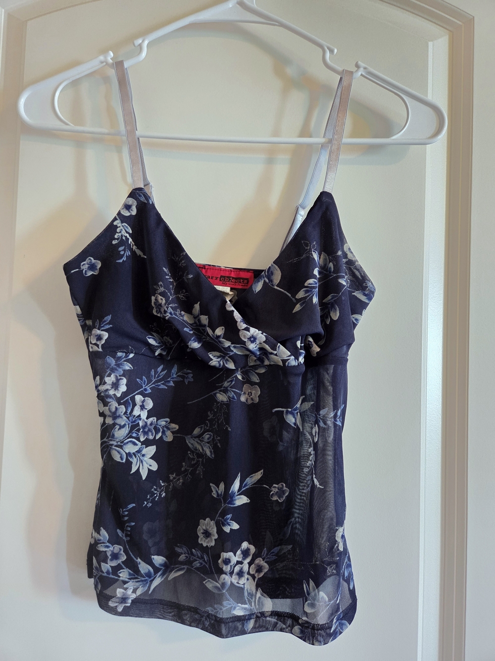 Necessary Objects Vintage Y2K Fairy Grunge Sheer Mesh Floral Tank Top S